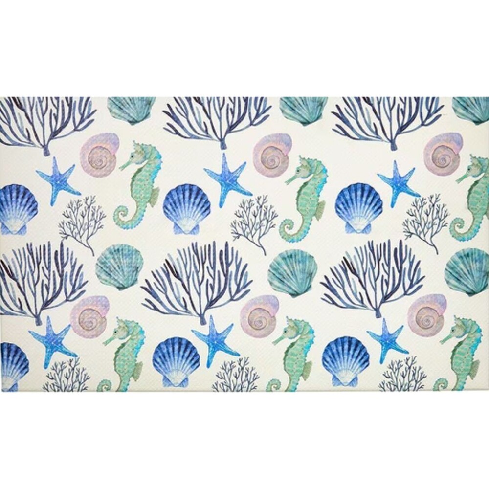 Comfort Thin PVC Floor Mat(18"x30") SEALIFE,CORAL,STARFISH,SEAHORSE,SEASHELLS,LK